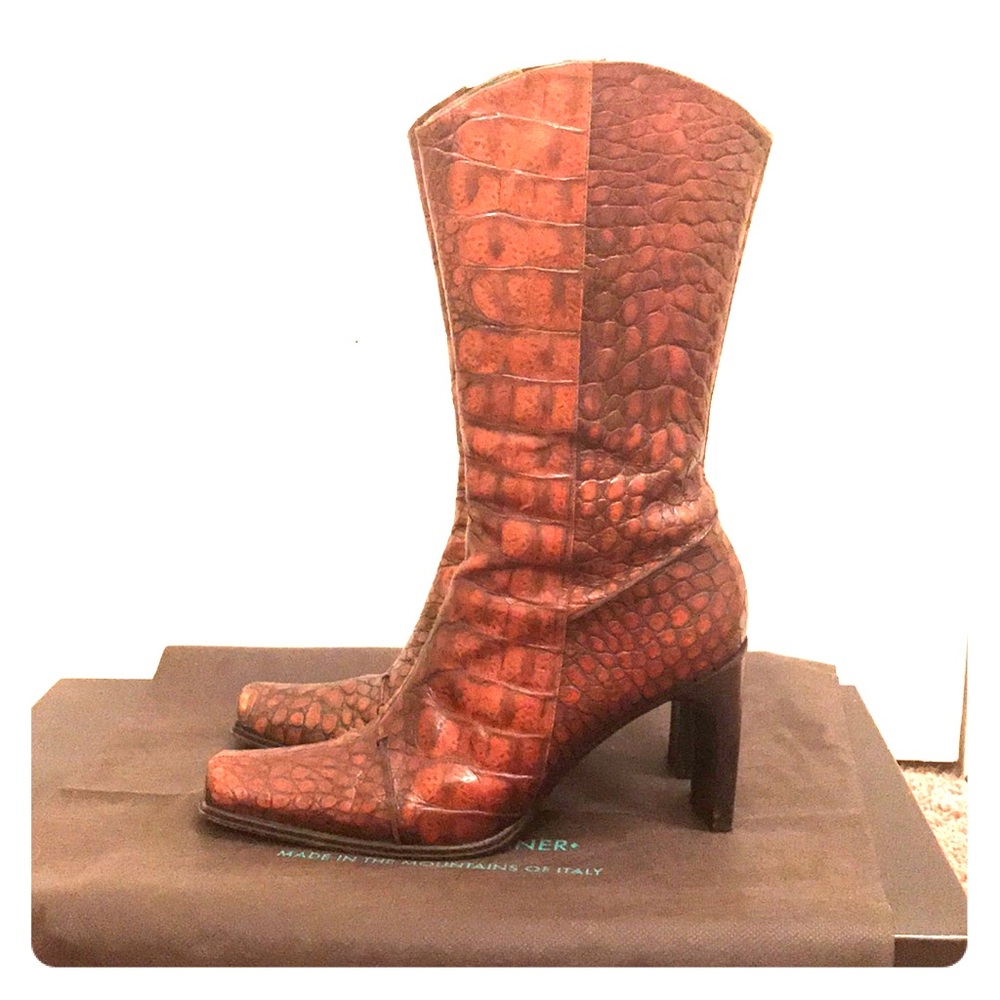 Donald Pliner croc heeled boots!
